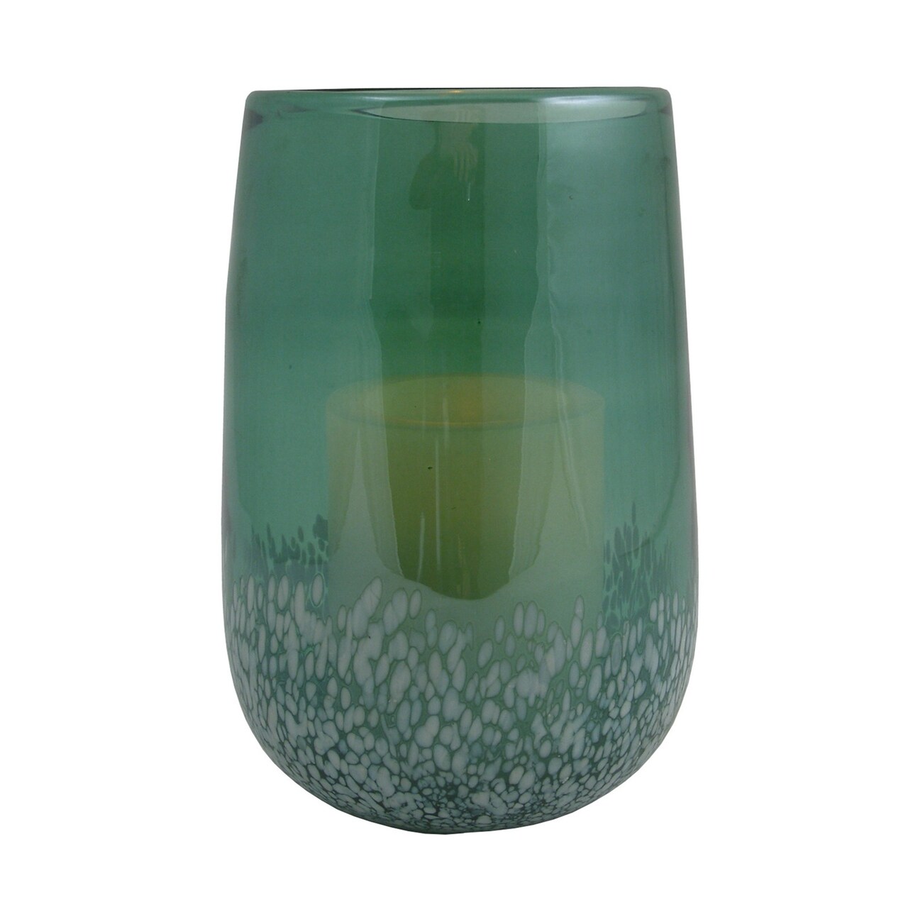 Edge Collections - 7.5" x 4.5" - Green - Elegant Glass Hurricane Candle Holder with Flameless Candle - 1 Piece